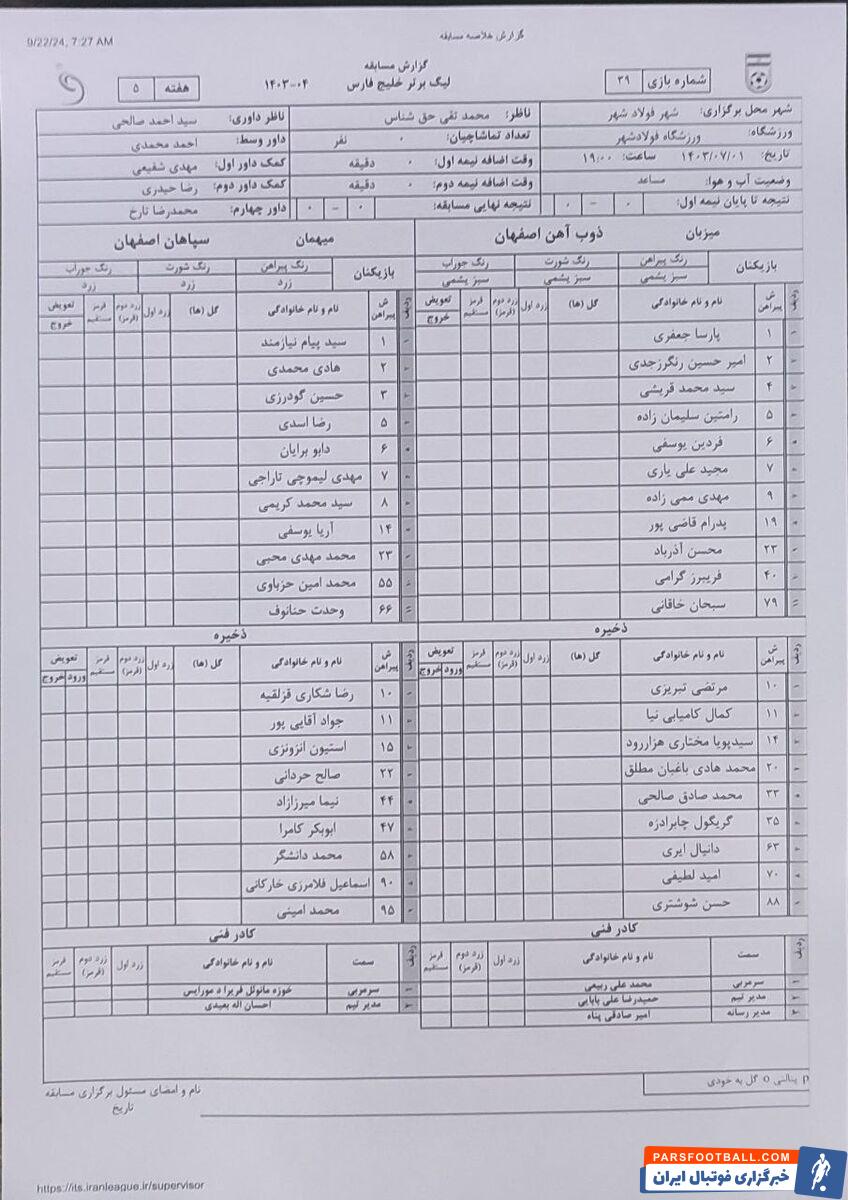 ترکیب ذوب آهن و سپاهان برای دربی اصفهان مشخص شد