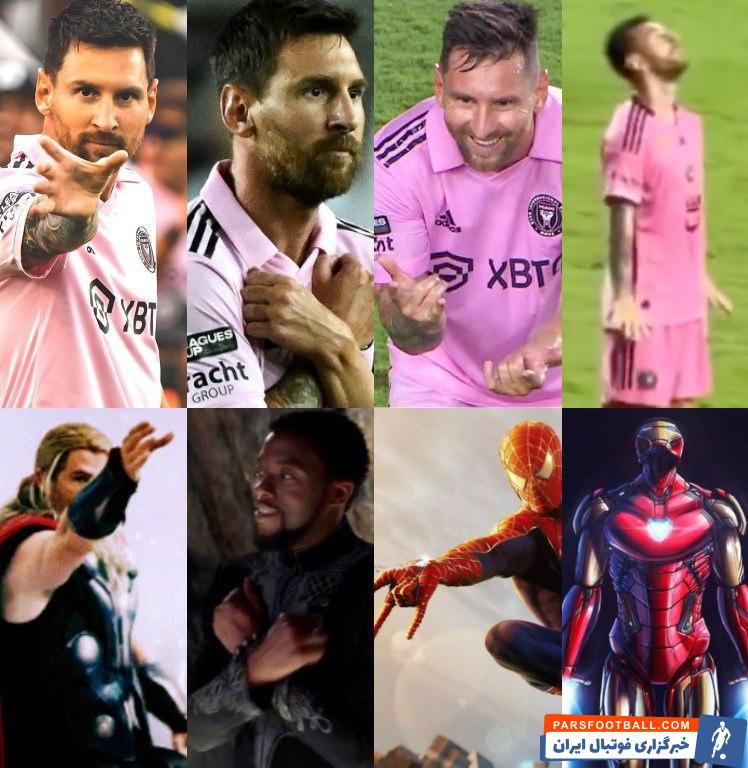 مسی ؛ خوشحالی گل لیونل مسی در دیدار برابر شارلوت به سبک مرد آهنی