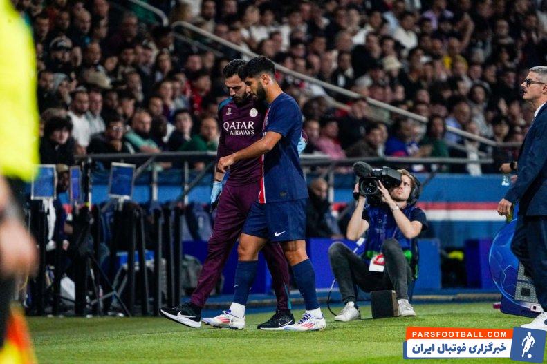 پاری سن ژرمن ؛ مصدومیت آسنسیو در دیدار پاری سن ژرمن برابر خیرونا