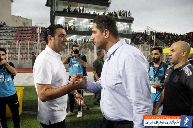 استقلال ؛ خوش و بش گرم جواد نکونام با نصرالله خواجه‌گیری مدیر تیم نساجی 