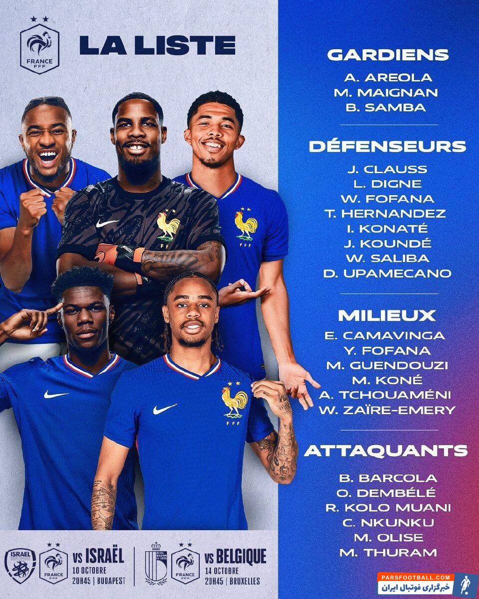 فهرست تیم ملی فرانسه برای لیگ ملت‌های اروپا/ امباپه غایب بزرگ خروس‌ها