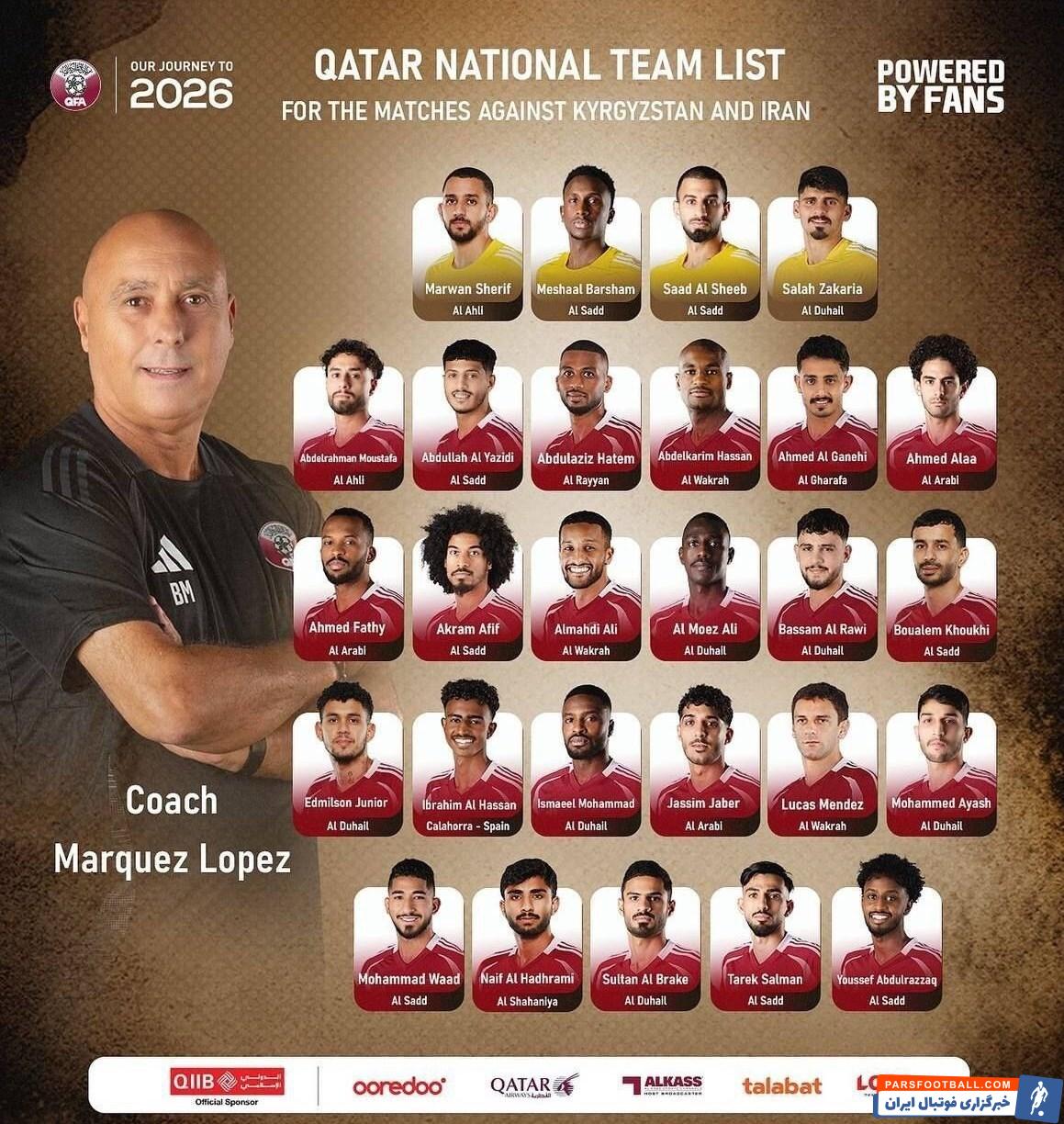 لیست تیم ملی قطر برای دیدار با ایران اعلام شد