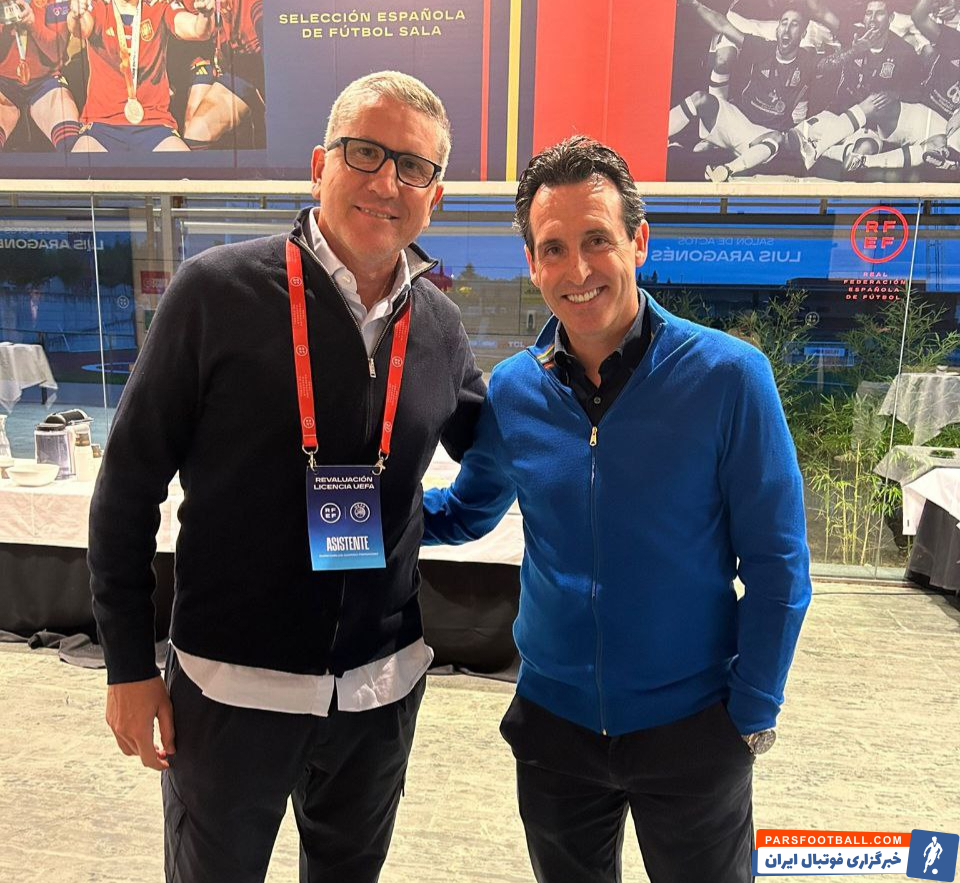 پرسپولیس ؛ تصویری از خوان کارلوس گاریدو در کنار اونای امری سرمربی استون ویلا