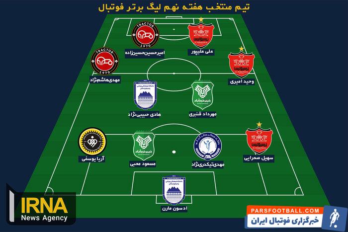 ترکیب منتخب هفته نهم لیگ برتر؛ جمع برنده‌ها با حضور یک مهمان ناخوانده