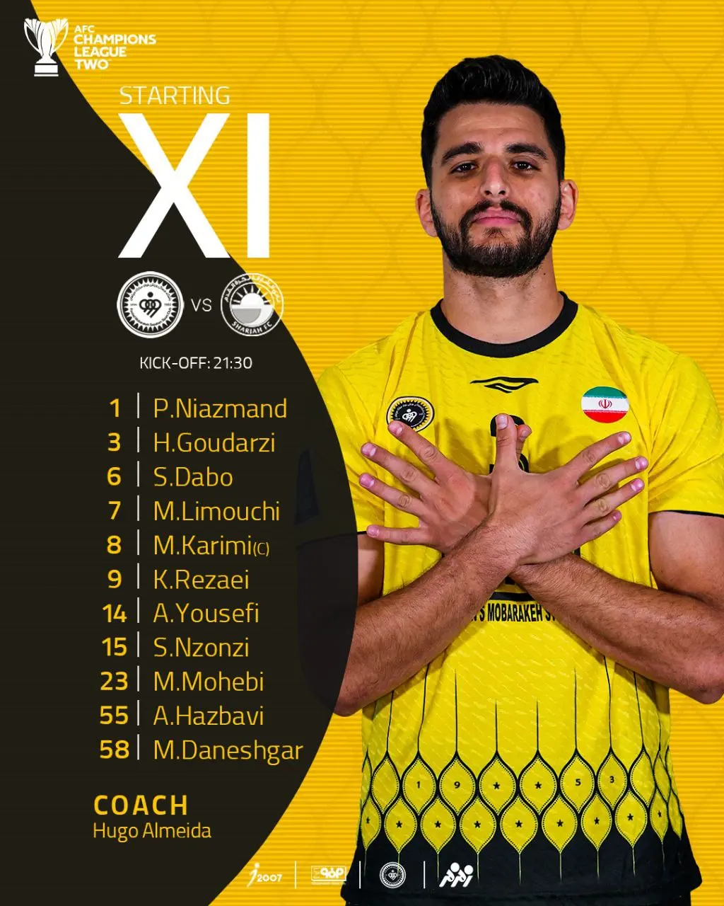 سپاهان ترکیب خود را برای دیدار مقابل شارجه امارات اعلام کرد