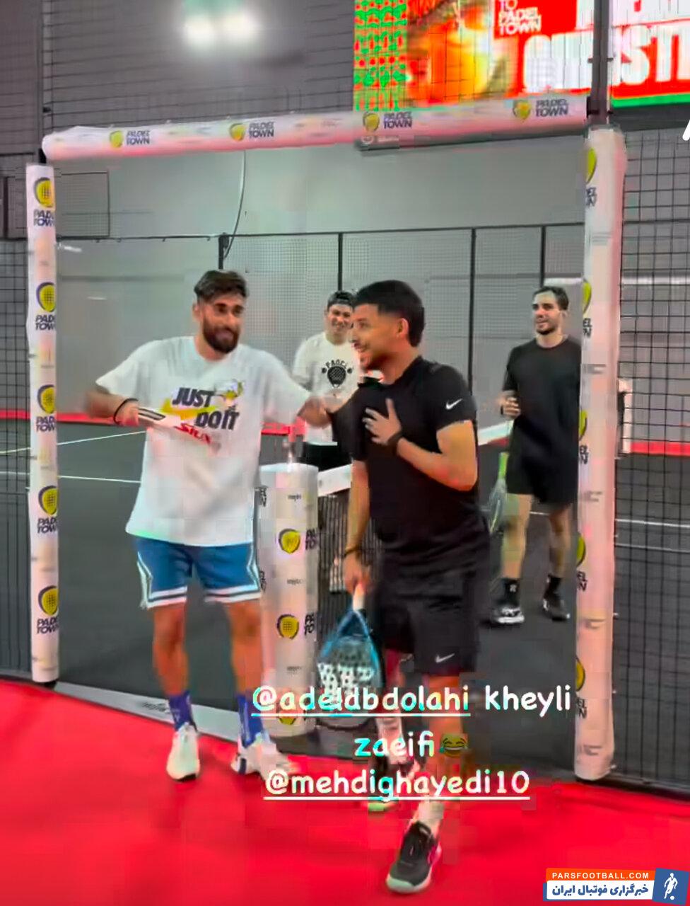 عکس | چالش پدل مهدی قایدی با لژیونر محبوب پرسپولیسیها در دبی