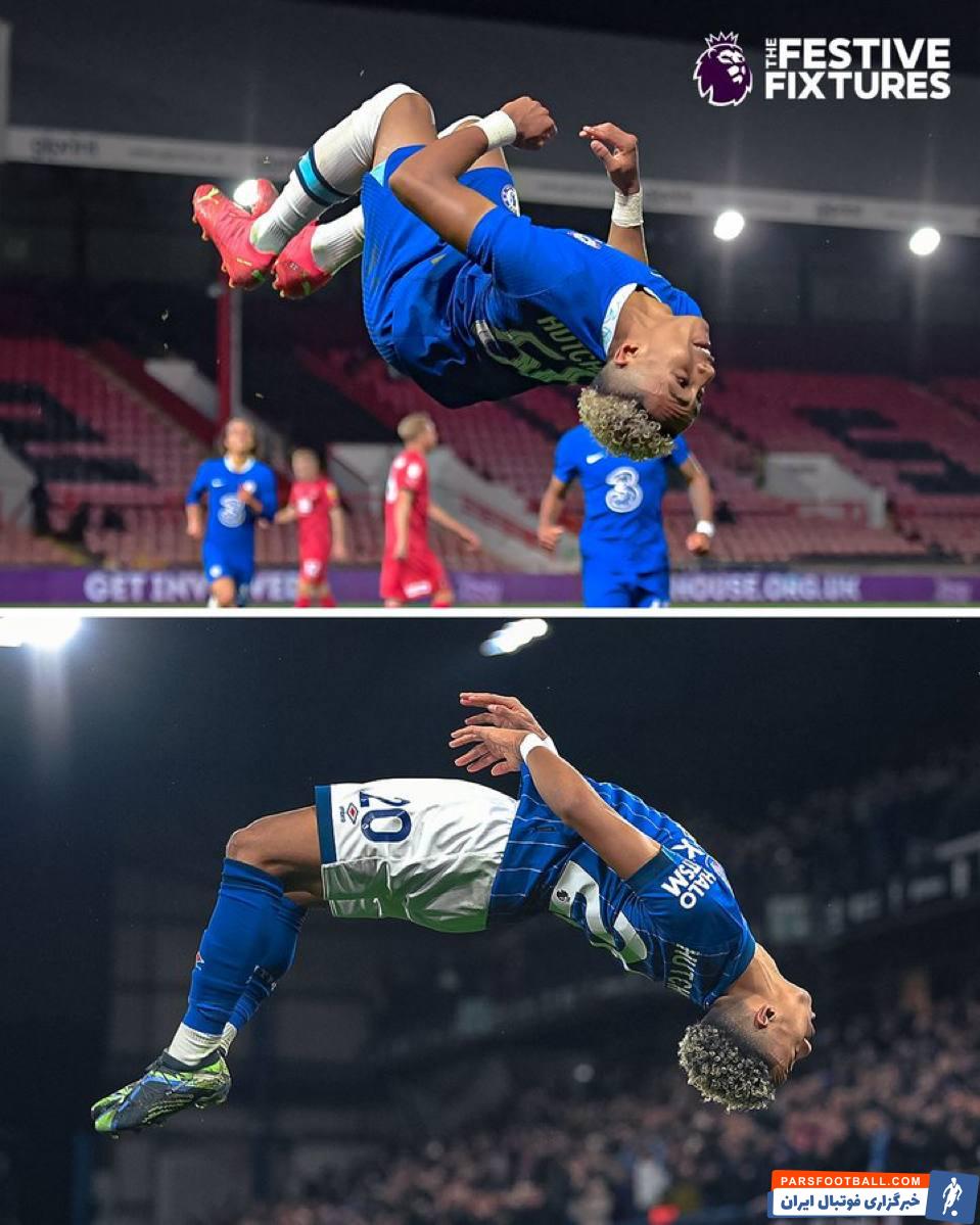 هاچینسون ؛ پشتک زدن عمری هاچینسون بازیکن ایپسویچ پس از گلزنی مقابل چلسی