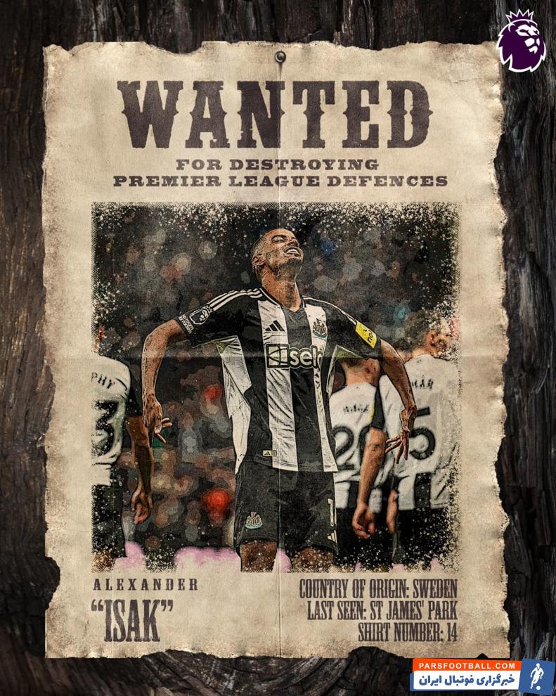 ایساک ؛ پوستر ویژه لیگ برتر انگلیس برای تمجید از الکساندر ایساک مهاجم نیوکسل