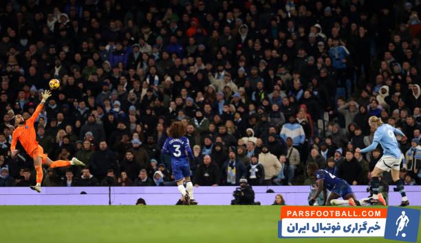 منچسترسیتی ؛ اشتباه بزرگ رابرت سانچز گلر چلسی برابر ارلینگ هالند مهاجم منچسترسیتی