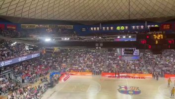 فلسطین ؛ کلیپی از شعار دادن هواداران تیم بسکتبال بارسلونا در حمایت از فلسطین