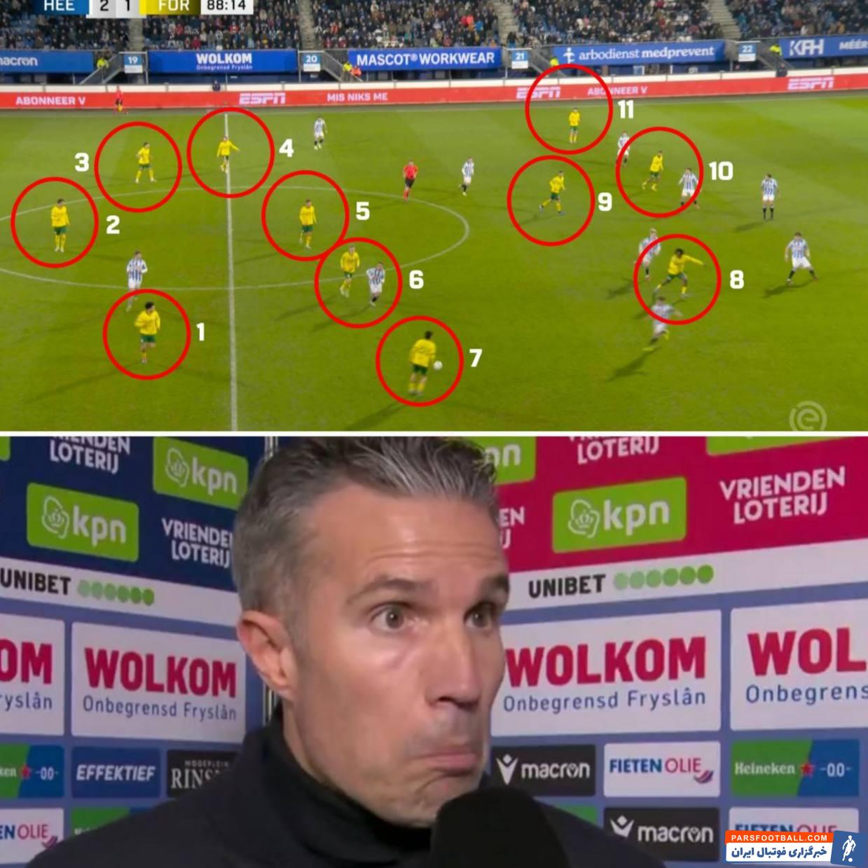 هیرنفین ؛ گل خوردن شاگردان فن پرسی در دیدار با فورتونا سیتارد 12 نفره