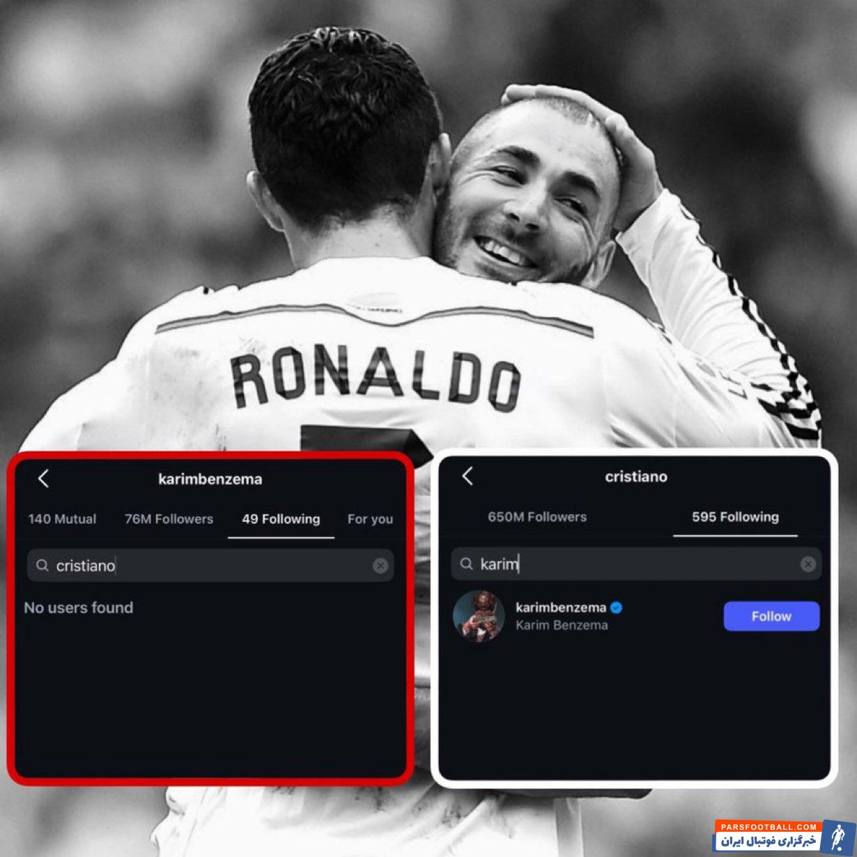 بنزما بازیکن الاتحاد رونالدو را در اینستاگرام آنفالو کرد