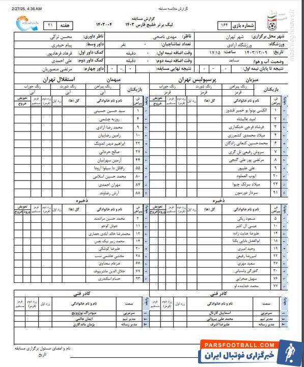 ترکیب استقلال و پرسپولیس در دربی ۱۰۵ +عکس
