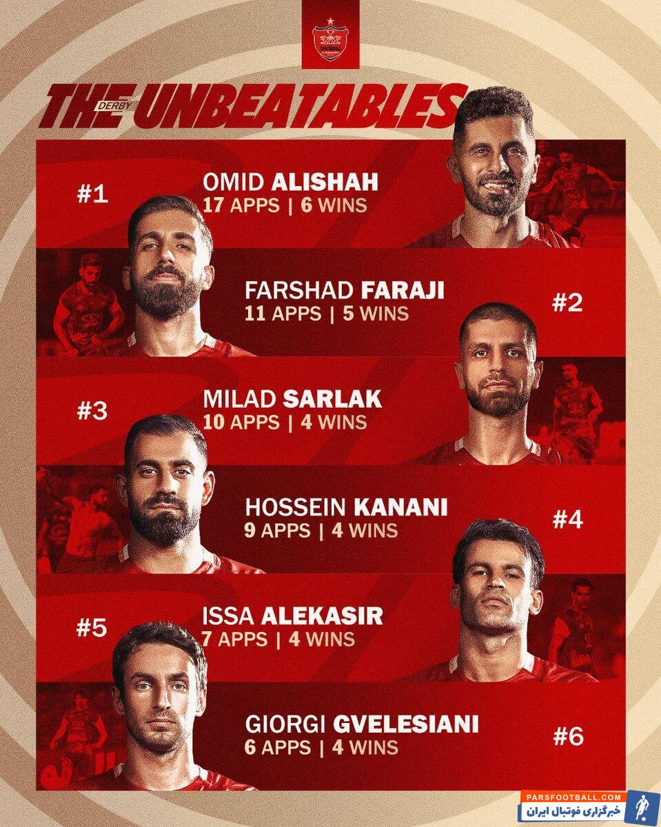 شش سرخپوش شکست ناپذیر در دربی +عکس