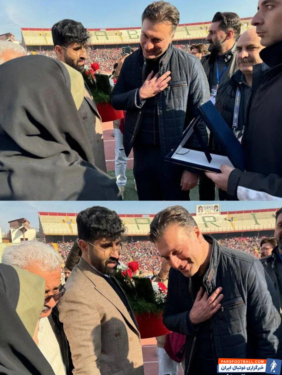 تراکتور قبل از بازی با هوادار در حرکت خاصی از مادر علیرضا بیرانوند تقدیر کرد