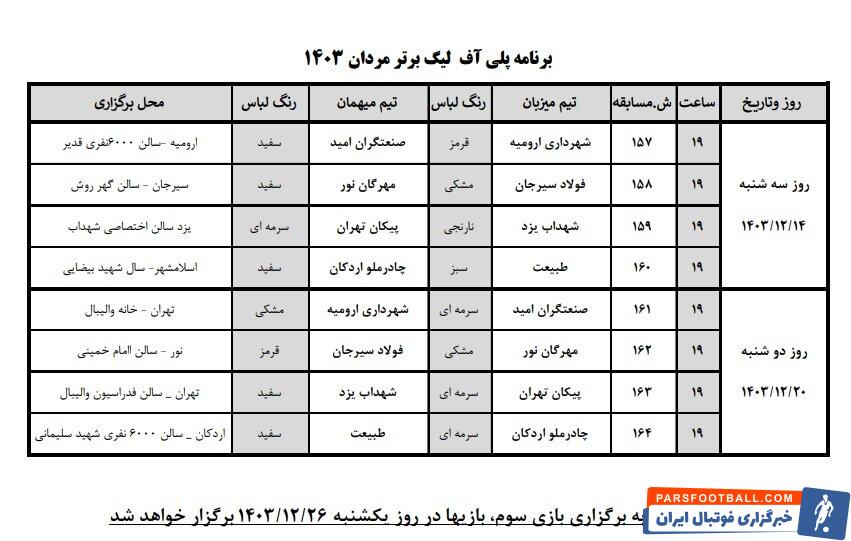 برنامه مرحله پلی آف لیگ برتر والیبال اعلام شد