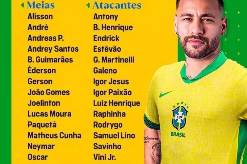 دعوت از نیمار برای لیست تیم ملی برزیل برای بازی‌های مقدماتی جام جهانی 2026