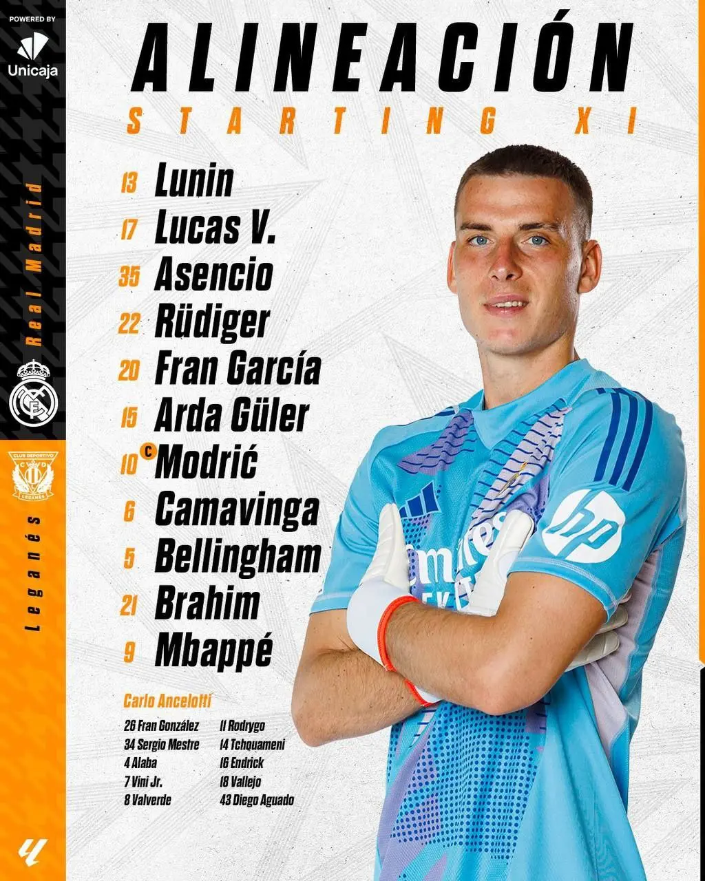 رونمایی از ترکیب رئال مادرید مقابل لگانس