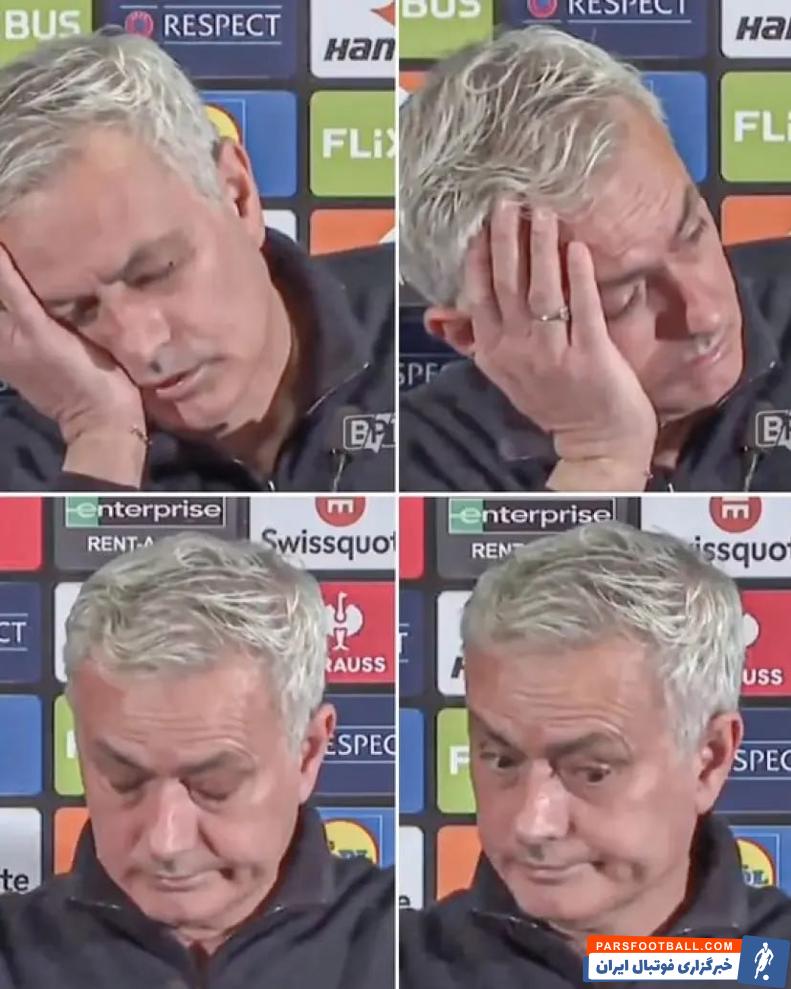 ژوزه مورینیو در نشست خبری پس از دیدار تیمش برابر رنجرز خودش را به خواب زد