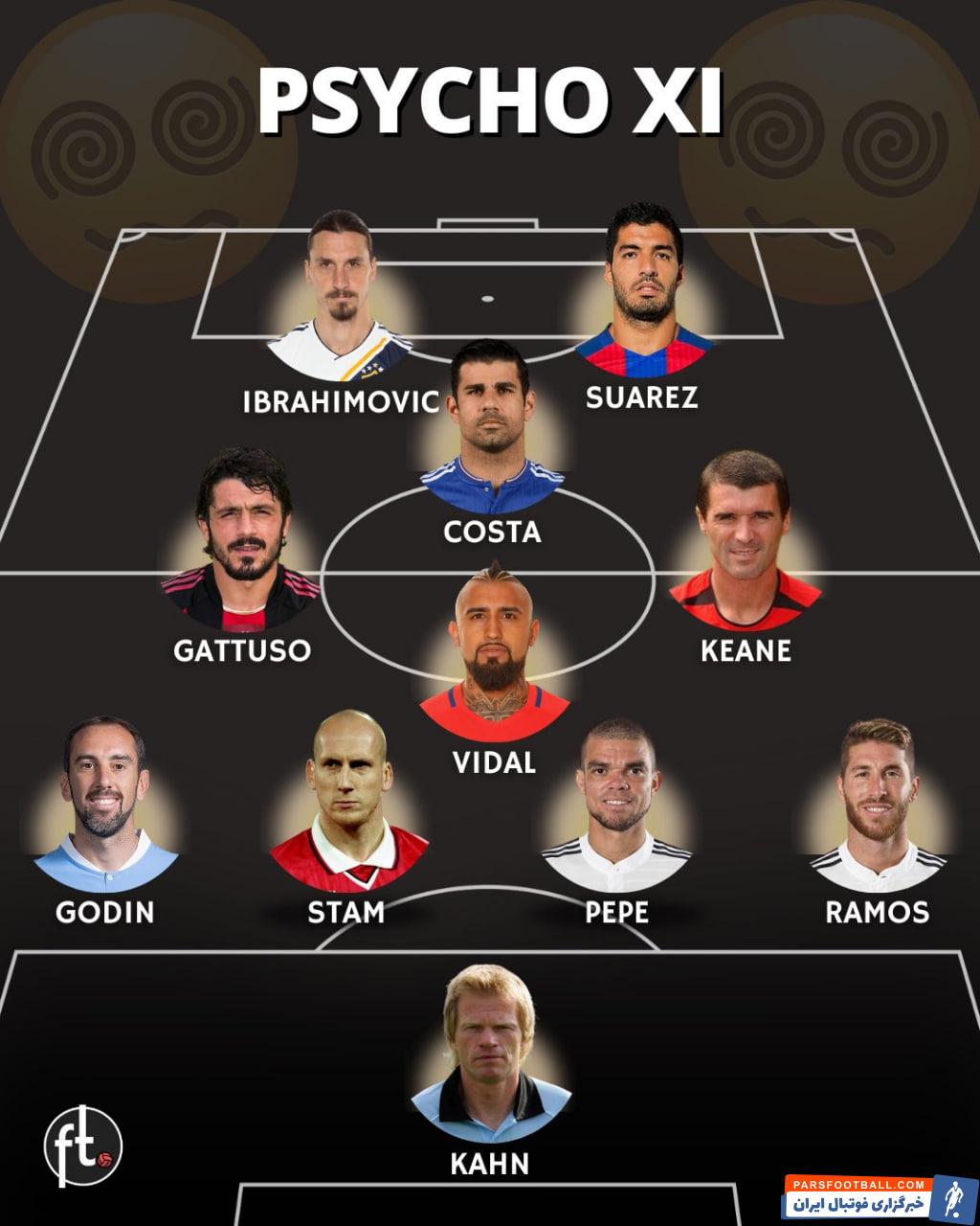 ترکیب منتخب از بازیکنان خشن و بی اعصاب دنیای فوتبال 