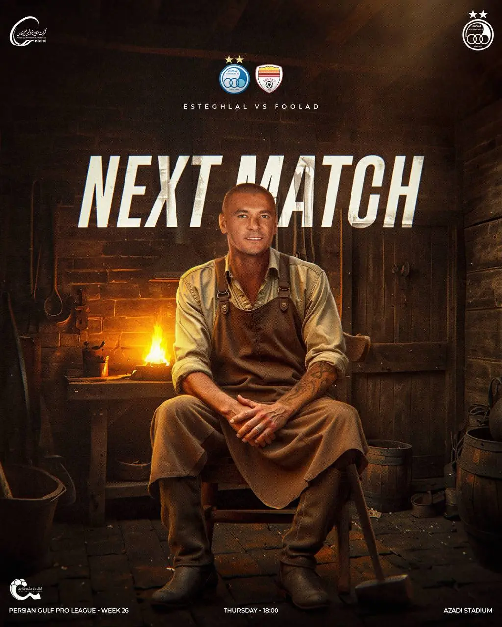 پوستر نمادین استقلال برای بازی با فولاد با آهنگر برزیلی (عکس)