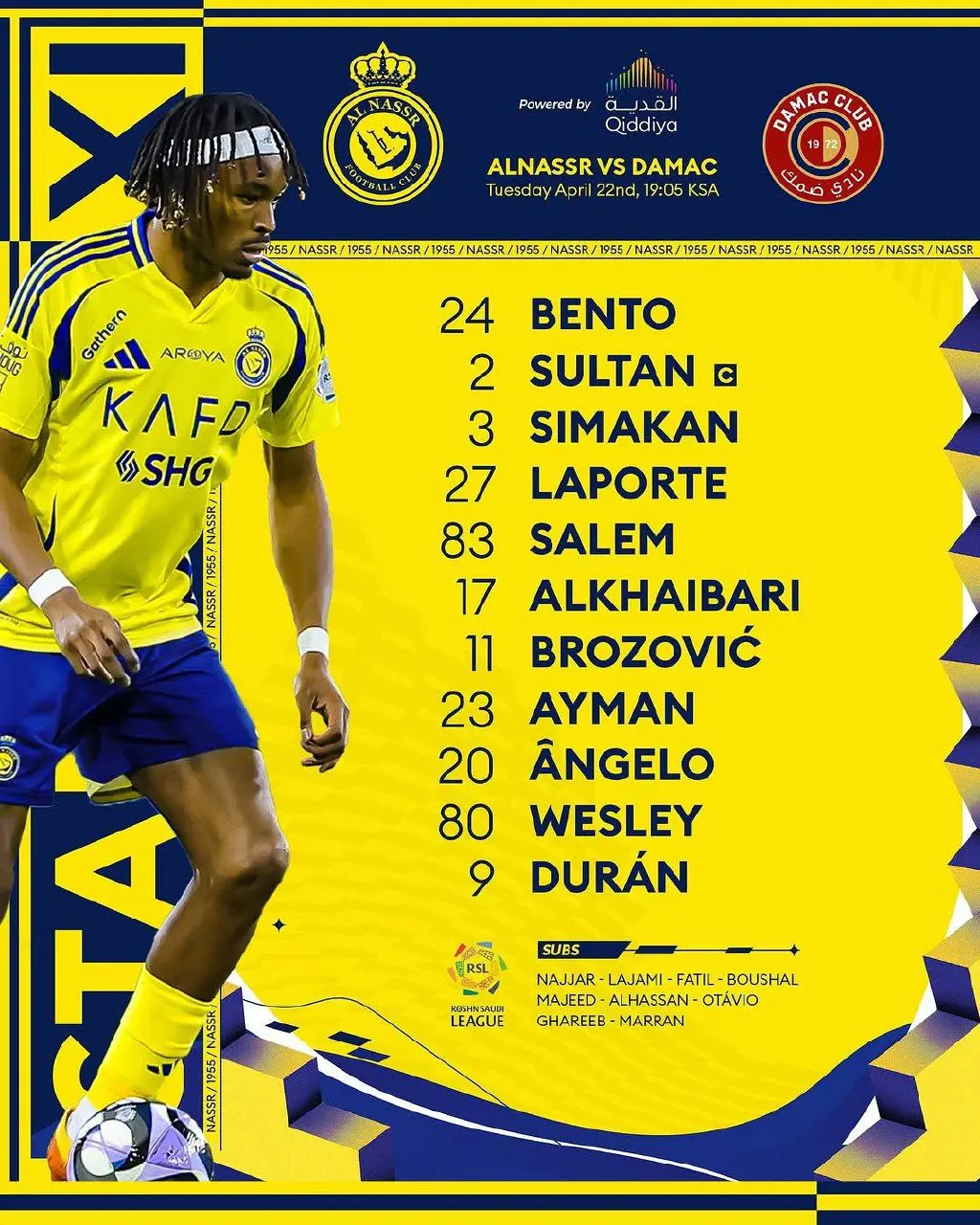 ترکیب النصر مقابل ضمک