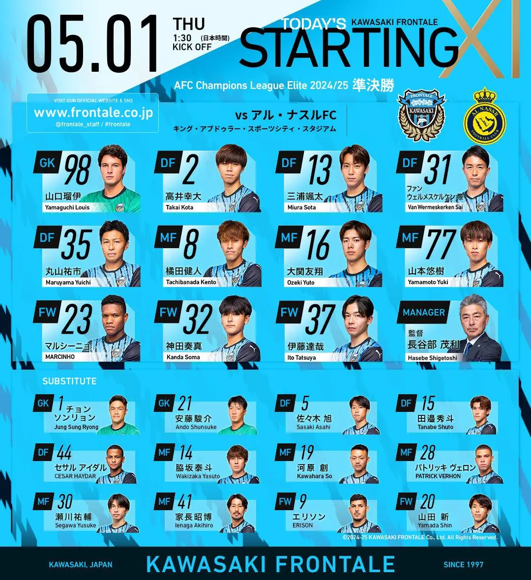 اعلام ترکیب کاوازاکی مقابل النصر