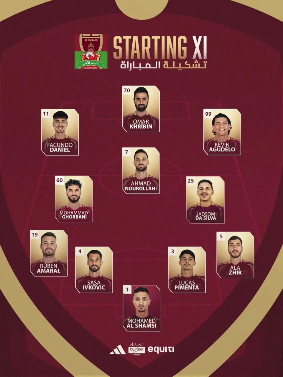 حضور احمد نوراللهی و محمد قربانی در ترکیب الوحده مقابل شباب الاهلی