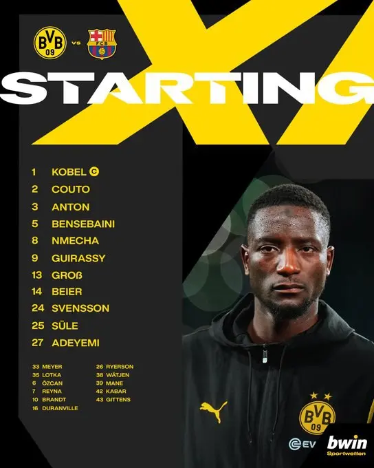 ترکیب دورتموند مقابل بارسلونا