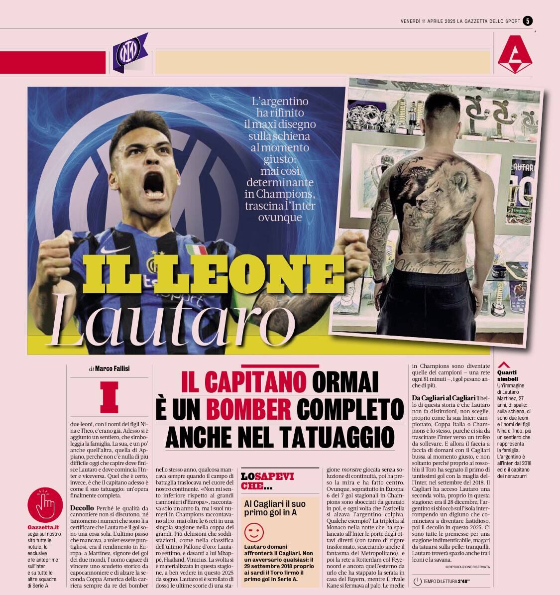 لائوتارو حالا یک گلزن کامل است، حتی در تَتوی پشتش؛ اژدها وارد می شود! +عکس