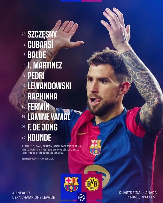 اعلام ترکیب بارسلونا مقابل دورتموند