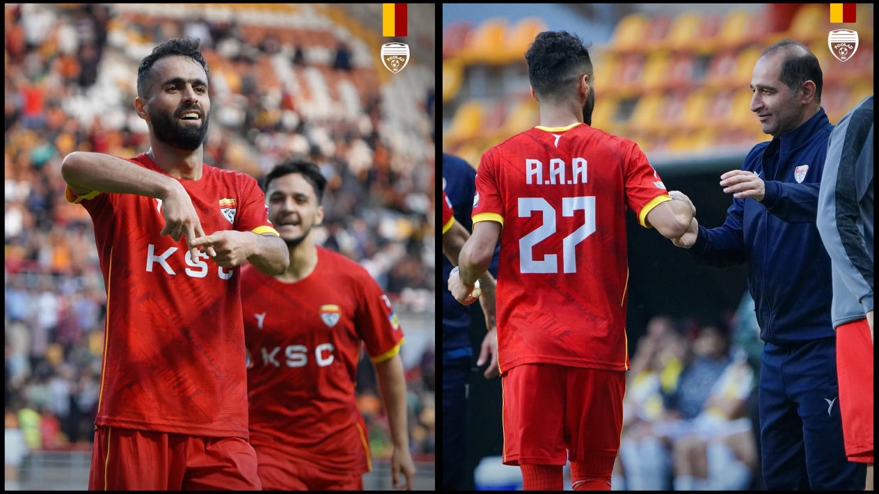 علی اصغر اعرابی بازیکن فولاد در حال شادی گل