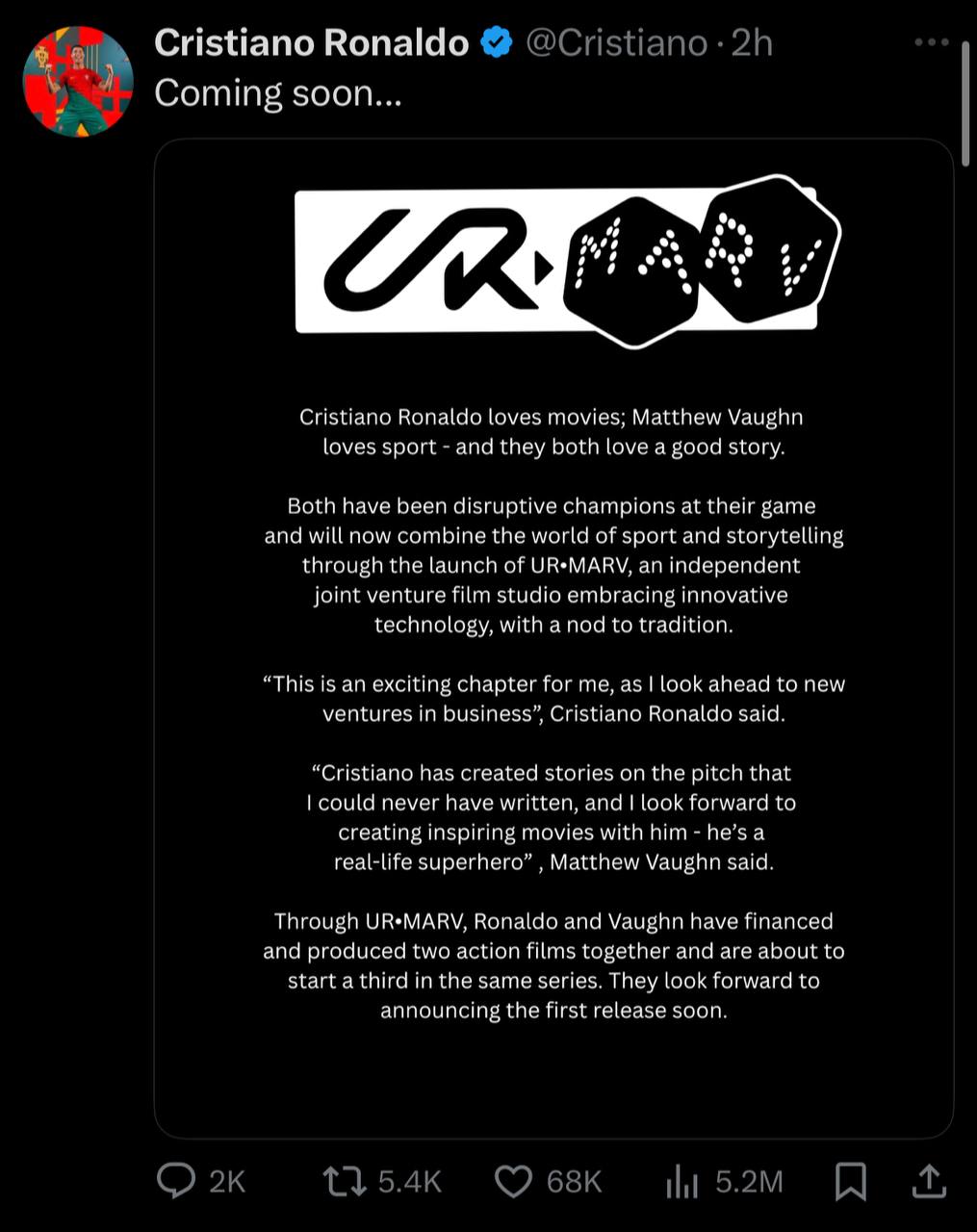 بیانیه کریستیانو رونالدو