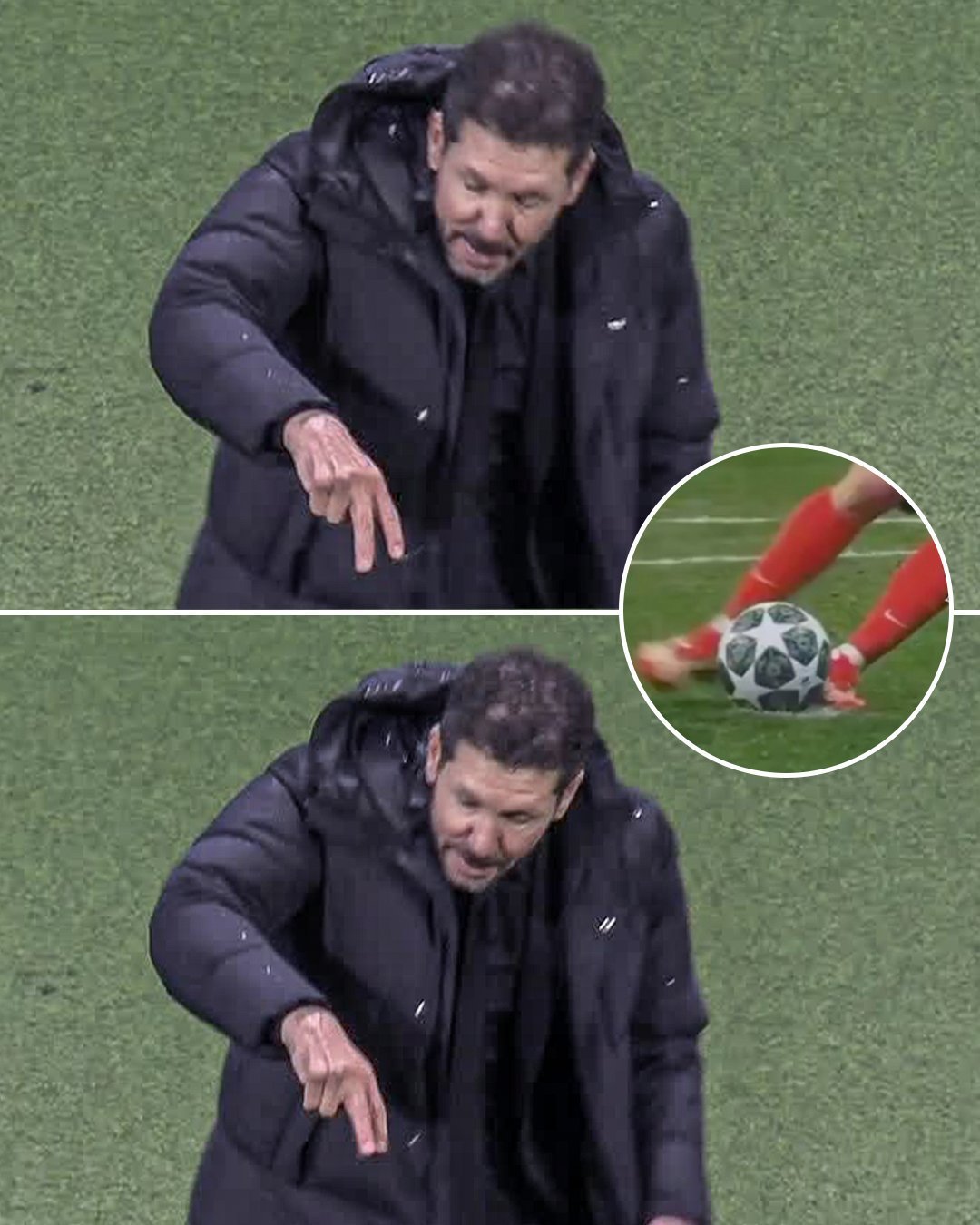 دیگو سیمئونه سرمربی آرژانتینی در کنار زمین - اتلتیکو مادرید