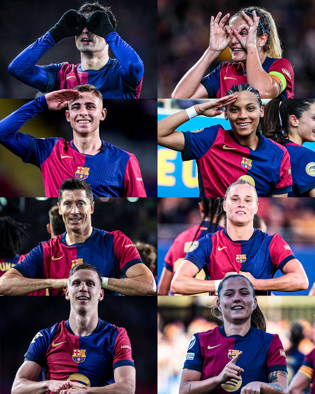 خوشحالی پس از گل مردان و زنان بارسلونا