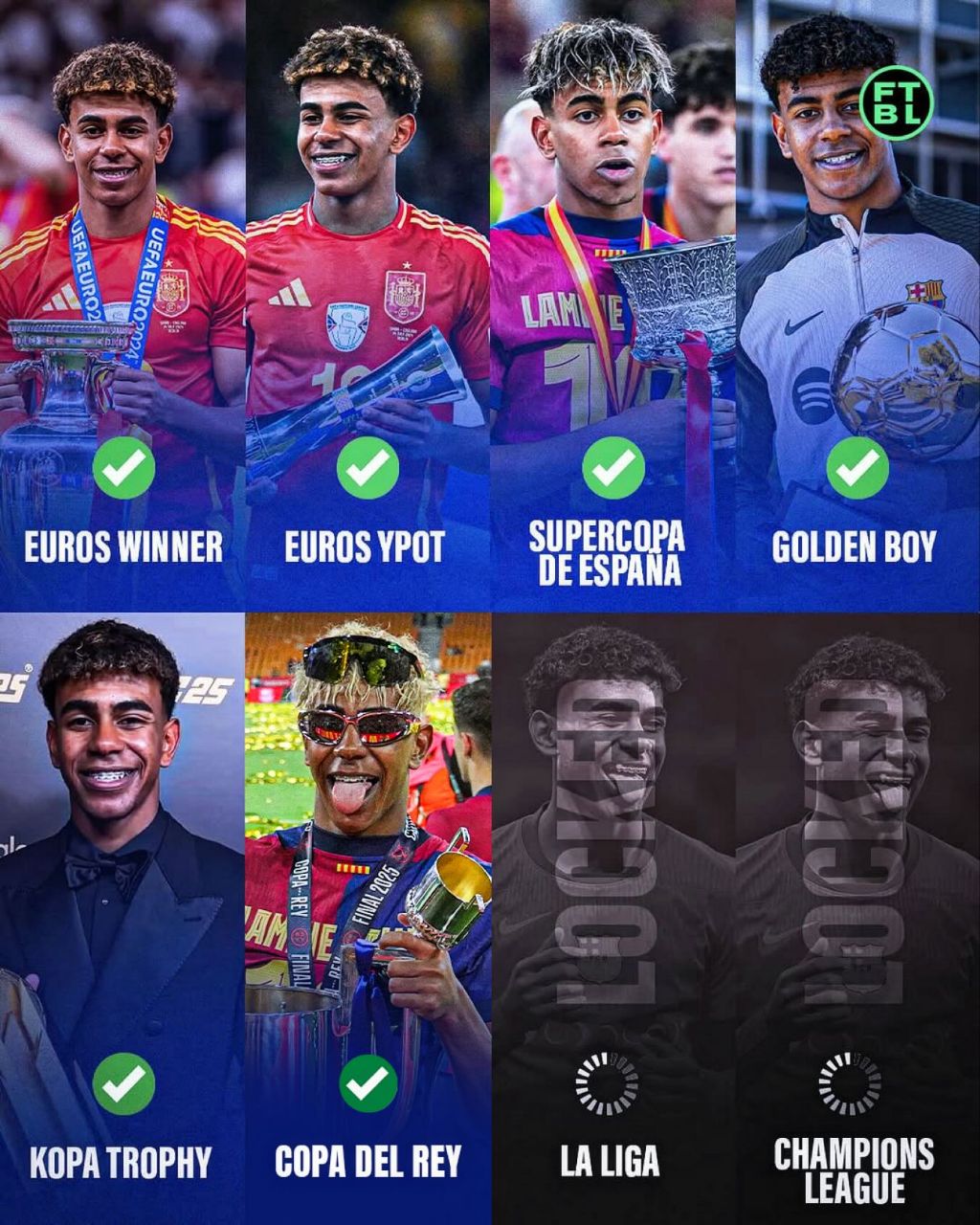 لامین یامال و کسب ششمین جایزه مهم قبل از ۱۸ سالگی