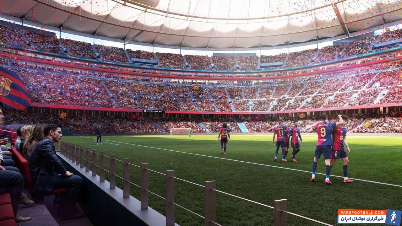 چمن ورزشگاه نیوکمپ جدید باشگاه بارسلونا در حال نصب