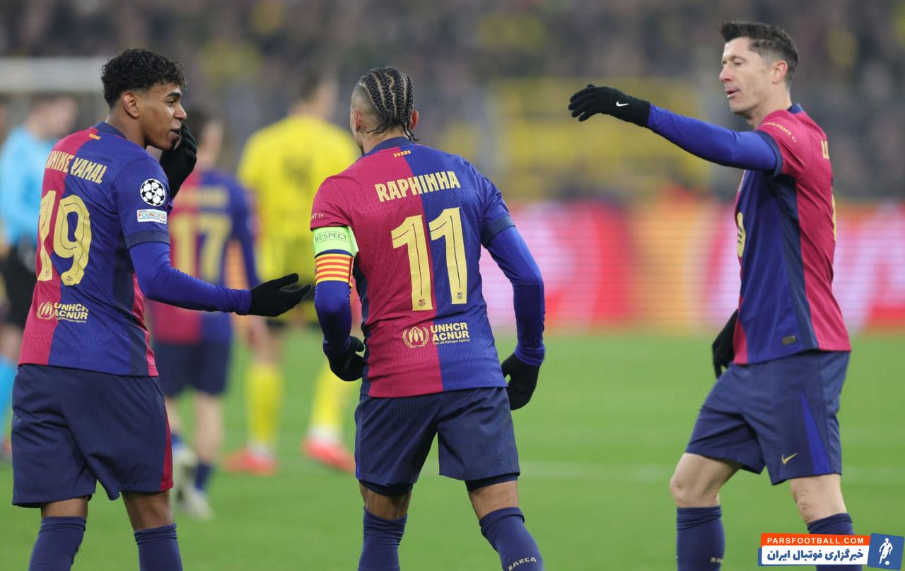 آمار چشمگیر 82 گل و 40 پاس گل از لواندوفسکی، یامال و رافینیا مثلث هجومی بارسلونا