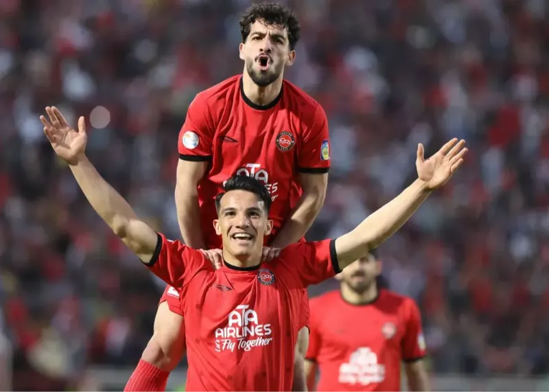 خوشحالی گل امیرحسین حسینزاده ستاره تراکتور پس از گل دومش برابر استقلال