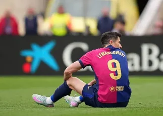 مصدومیت رابرت لواندوفسکی مهاجم بارسلونا در دیدار برابر سلتاویگو