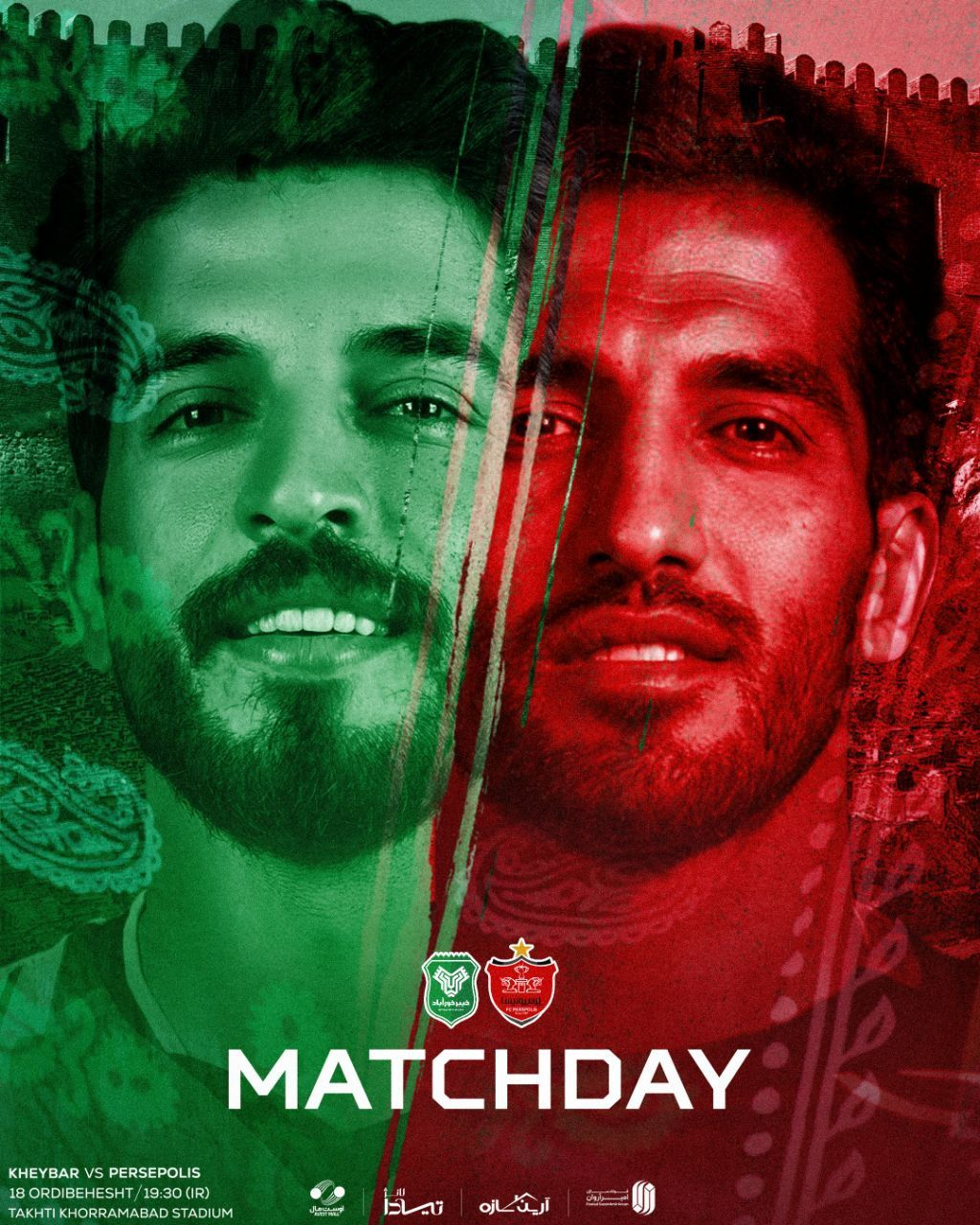 پوستر متفاوتِ باشگاه خیبر برای تقابل با پرسپولیس؛ دو امیری در یک قاب + عکس