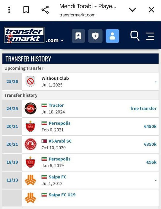 ترابی بازیکن آزاد شد؛ ستاره تراکتور در یک قدمی پرسپولیس + عکس