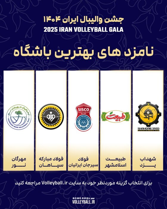 معرفی برنده‌های احتمالی برترین‌های سال والیبال ایران