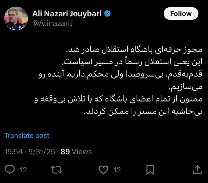 واکنش مدیرعامل استقلال به دریافت مجوز حرفه‌ای: رسما در آسیا هستیم!