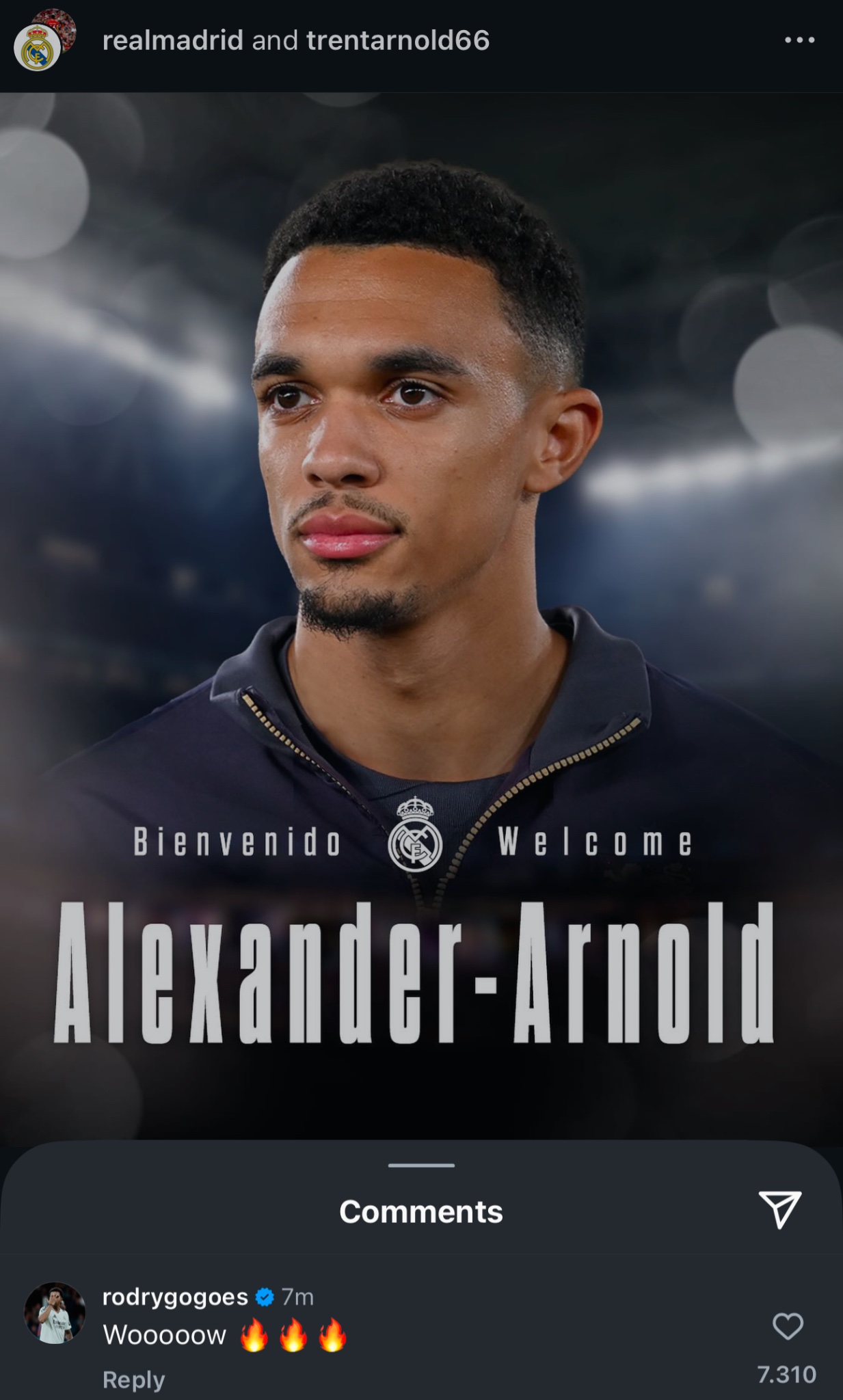 واکنش داغ رودریگو به پیوستن ترنت الکساندر آرنولد به رئال مادرید