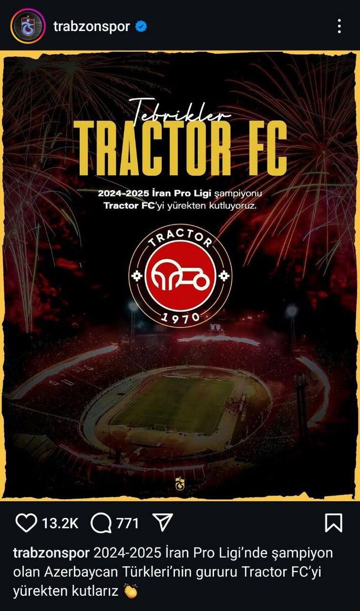 387730 واکنشها به قهرمانی تراکتور؛ از پسر رئیس جمهور تا غول فوتبال ترکیه! +عکس