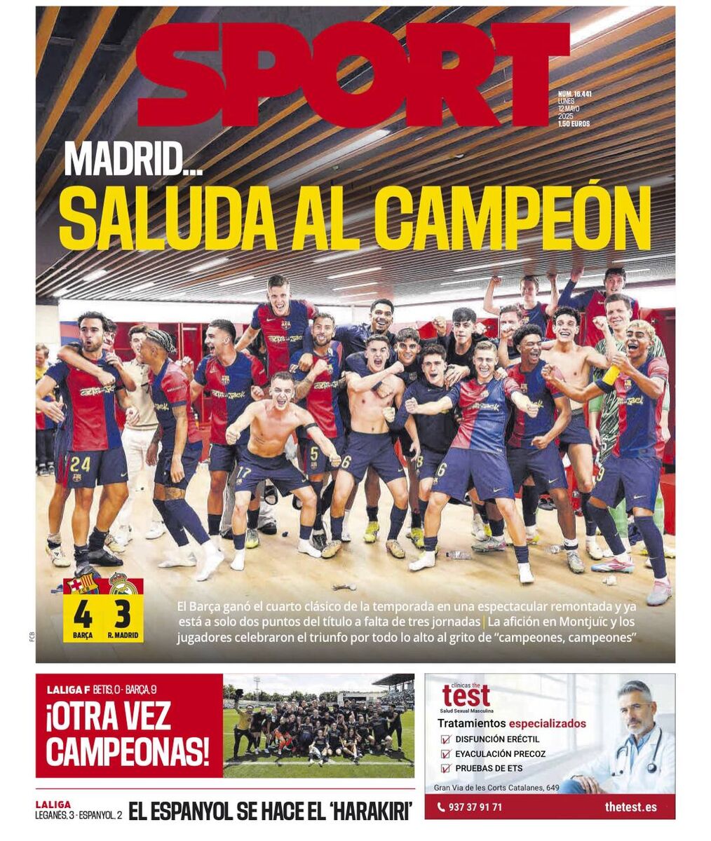 کری سنگین رسانه ورزشی کاتالان‌ها برای رئال؛ مادرید، به قهرمان اسپانیا سلام کن!