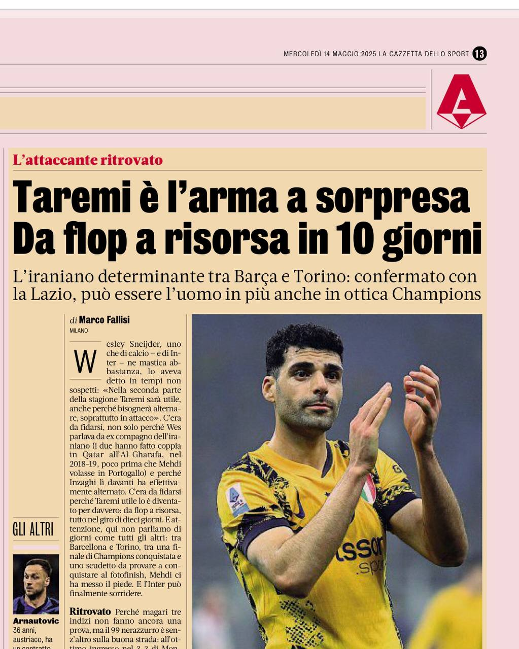 389525 مهدی طارمی، اسلحه غافلگیرکننده اینتر و اینزاگی؛ از ناکامی تا منبع ارزشمند تنها در ده روز