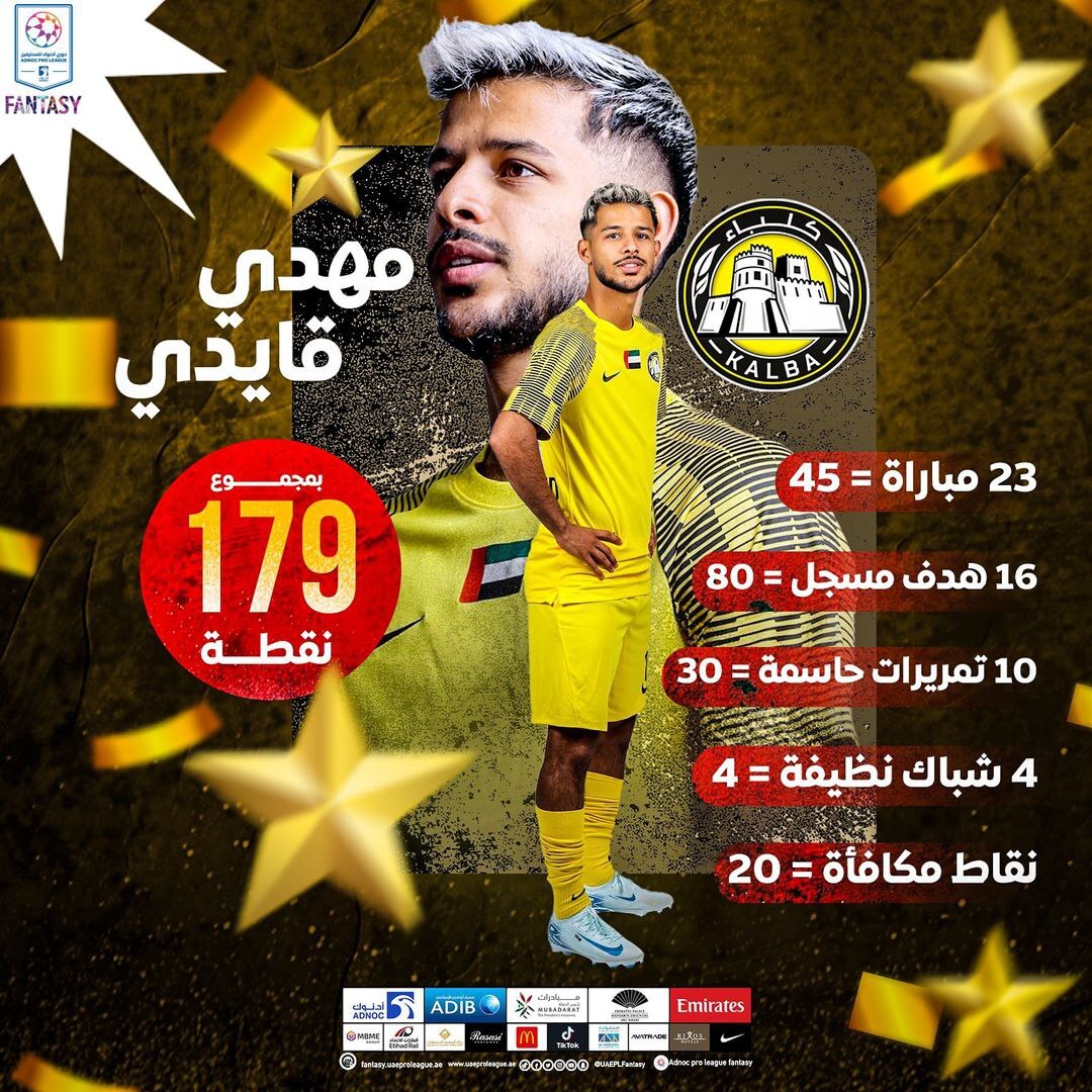 مهدی قایدی بهترین بازیکن لیگ امارات شد + عکس مهدی قایدی بهترین بازیکن لیگ امارات شد + عکس