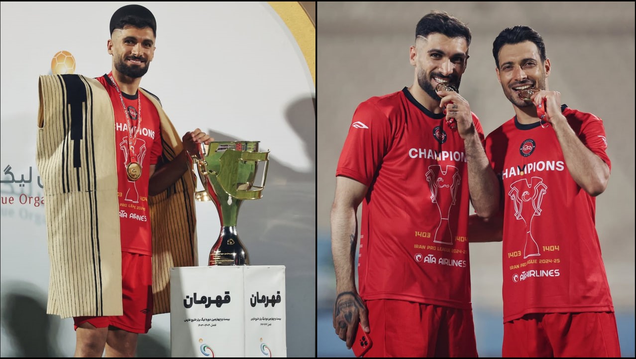 عارف آقاسی و شجاع خلیل زاده - مدافعان تراکتور و تیم ملی ایران - جشن قهرمانی تراکتور در لیگ برتر ایران